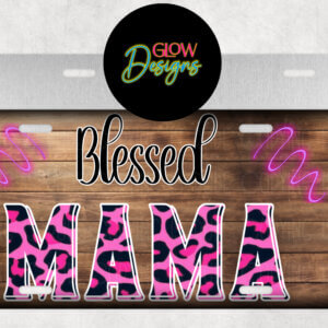 Blessed Mama Wood-look License Plate Design